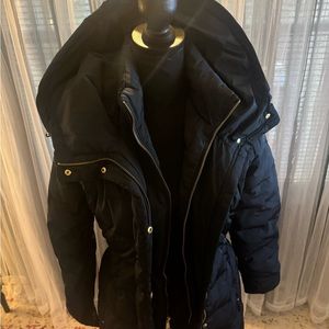 Cole Haan women’s hooded down mid length coat